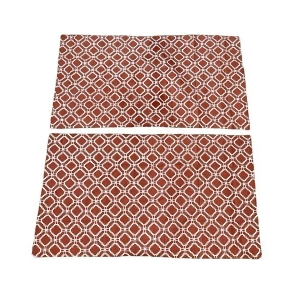 Crate&Barrel Set of 2 Sereno‎ Hand Blocked Coral King Size Shams Pillow Covers